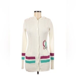 Coogi button‎ down cable knit hooded cardigan